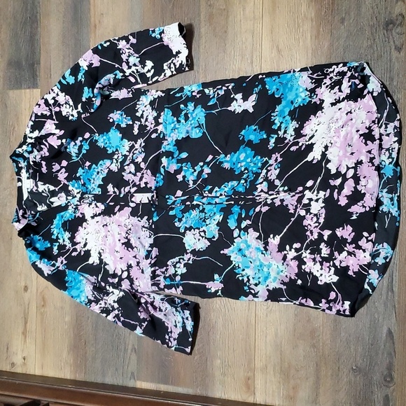 Diane von Furstenberg silk blend purple blue floral tie waist mini Freya dress - Picture 2 of 9